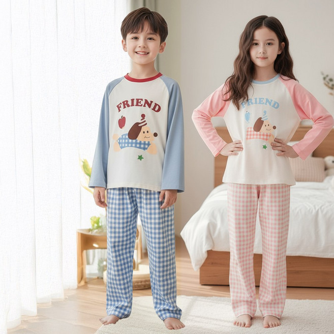 달콩슈 아동용 실내복 파자마 상하의 세트 잠옷 여아 남아 주니어 DKW177