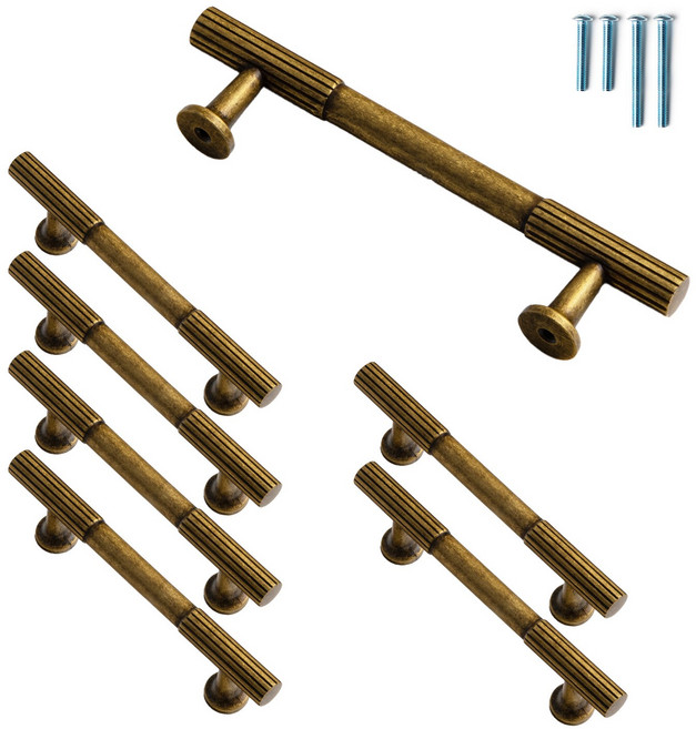 Goo-Ki 서랍손잡이 아연합금가구손잡이, 6개, 96mm,GT-앤티크 황동