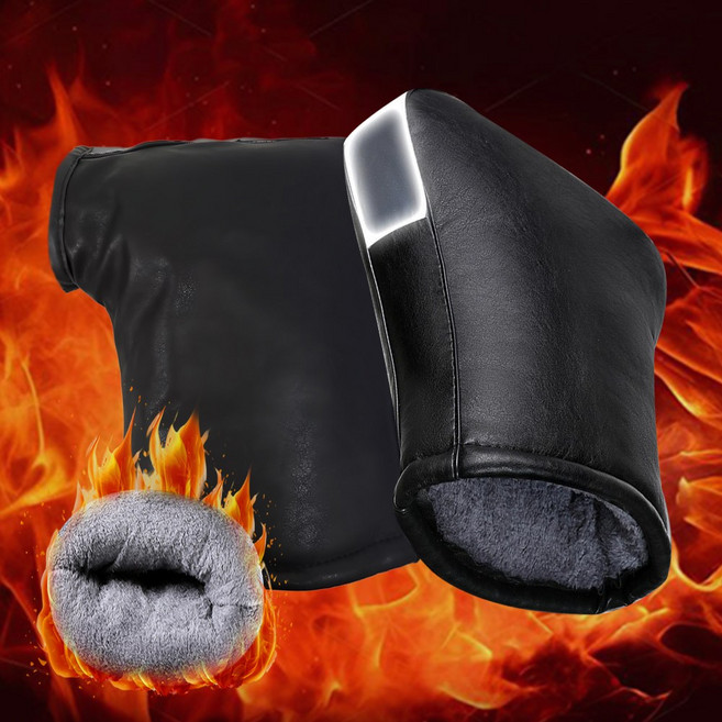 한힘웜 오토바이장갑 남녀공용 겨울방한토시 방수+반사띠 탈부착 편리, 블랙