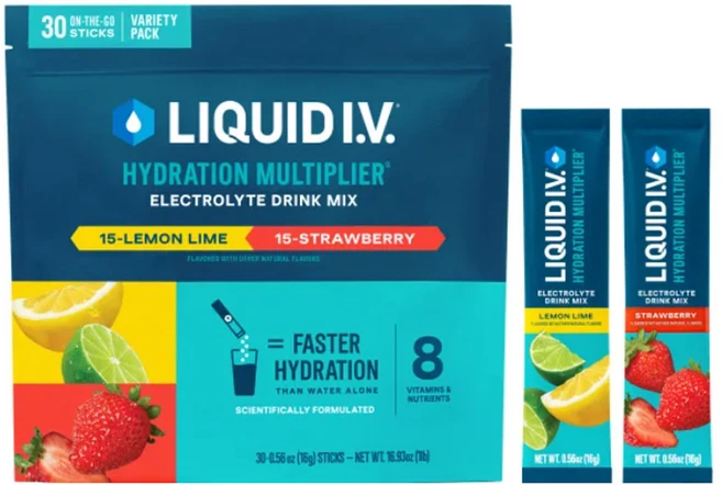 리퀴드 IV 수분공급 멀티플라이어 전해질 분말 파우더 레몬라임 스트로베리맛, 1개, 30회분 - 쿠팡