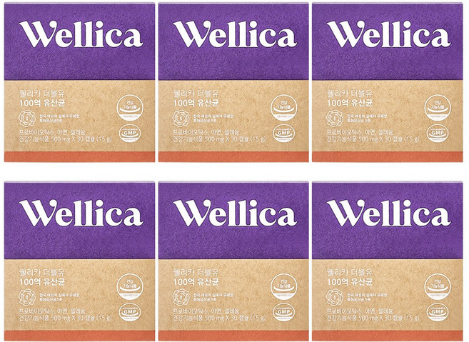 웰리카 100억 질 유래 유산균 셀레늄 아연 모유유래 프로바이오틱스 생유산균 W, 30정, 6개