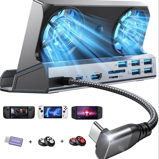스팀 데크용 도킹 스테이션 13 IN OLED ROG 앨리 리전 듀얼 냉각 선풍기 USB 포트 4K 60HZ 100W 충전