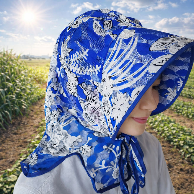 제이위드유 농사모자 자외선차단 꽃무늬 햇빛가리개 농촌 어촌 얼굴보호 그늘막