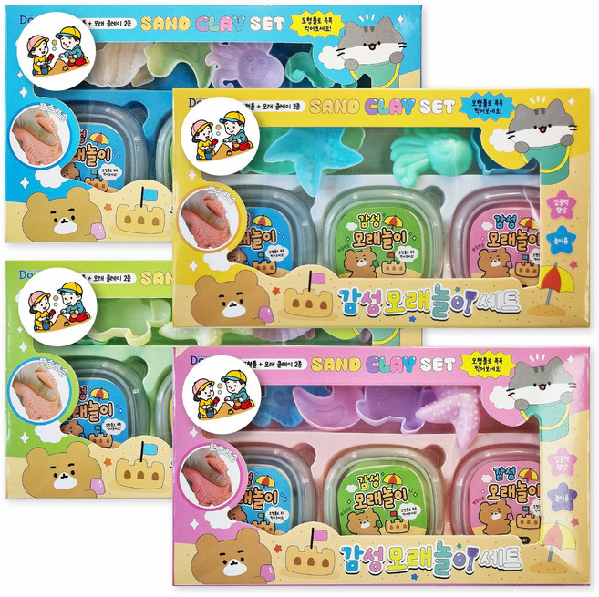 티엘에스 모래놀이 4개 세트, 300g, 혼합색상