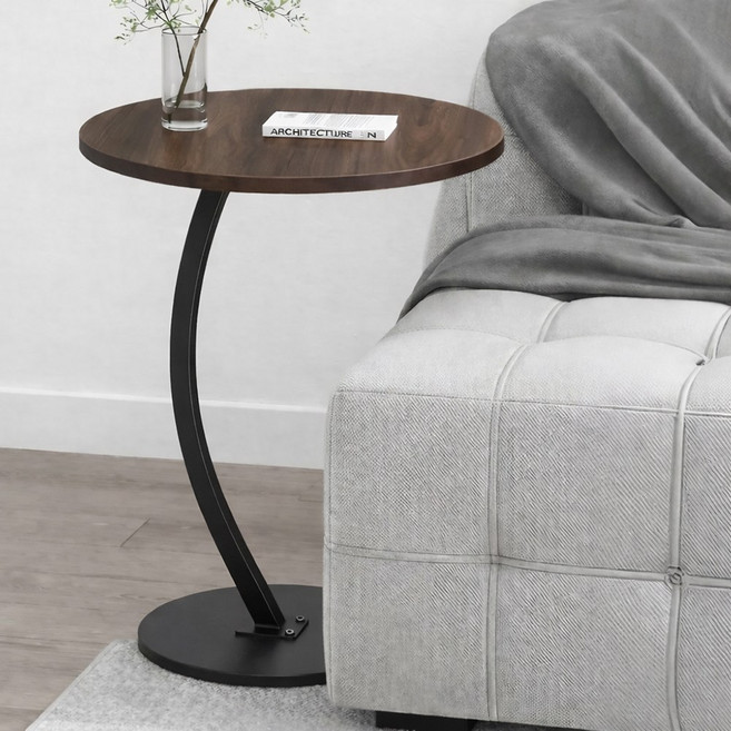 라온프리 거실 쇼파 원형 사이드 테이블, 월넛