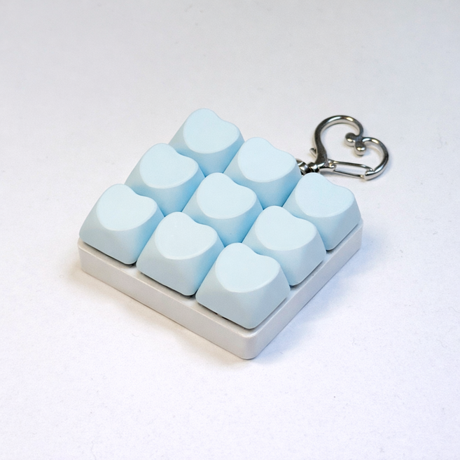 펫더월드 mbti 하트 포인트 키캡 키보드 키링 선물, 베이비블루