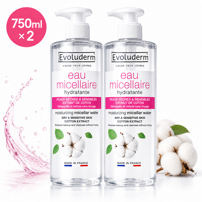 이볼루덤 미셀라 클렌징 워터, 4개, 750ml