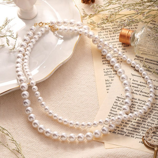 [골드팡] 14k 밀키 스왈 진주 비드목걸이 (당일발송) 여성 기본 데일리템 하객룩 오피스룩 6월탄생석 정품크림진주 탄생석 여자친구 와이프 기념일 선물추천