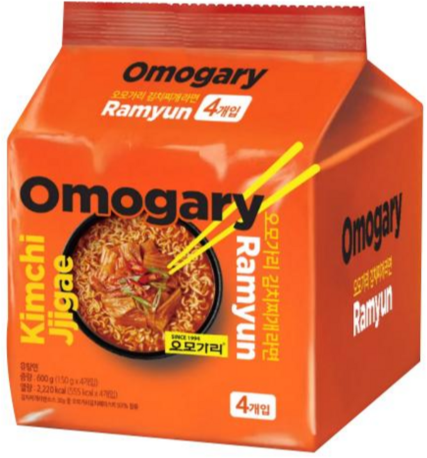 오모가리 김치찌개라면 봉지라면 150g, 4개