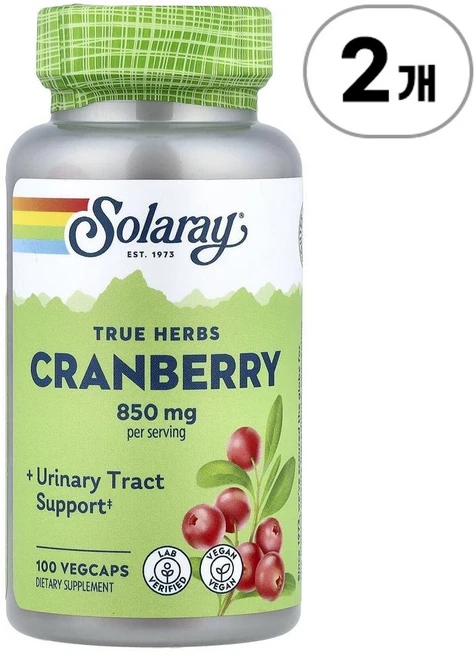 솔라레이 트루 허브 크랜베리 425mg Solaray True Herbs Cranberry 425 mg 100정, 2개 - 쿠팡
