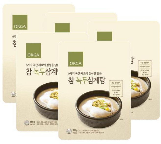 올가 참 녹두삼계탕 900g, 5개