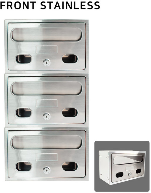 [철물인] 전면스텐 우편함 중형 1x3 다세대 빌라 상가 원룸 오피스텔 아파트 우편함 우체통, 스텐