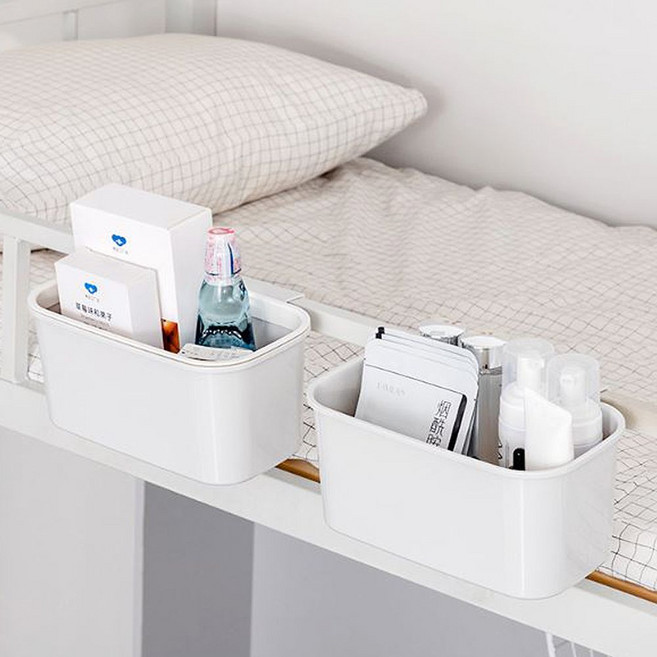 널브러진 소품 정리 바스켓 침대 사이드 걸이 포켓, 1개, 베이지1P