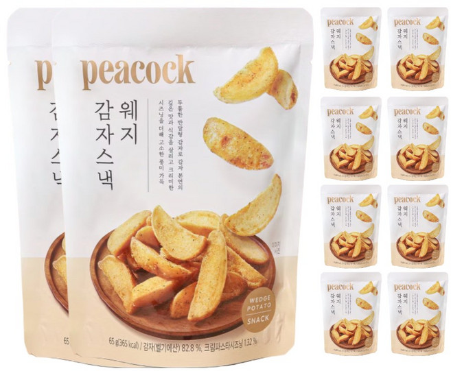 피코크 웨지감자 스낵 크림파스타 시즈닝 감자과자, 10개, 65g
