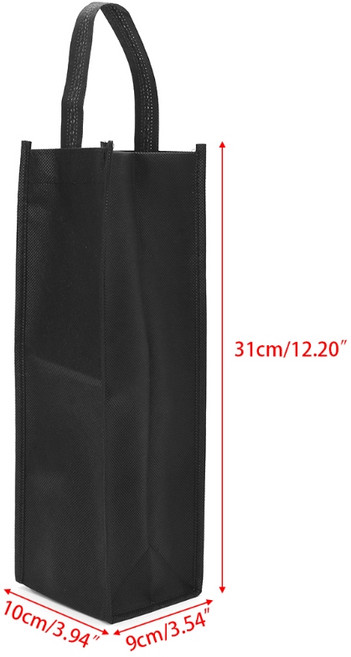 부직포 레드 와인 병 가방 선물 결혼식 홀리데이 파티 세탁 가능, Black