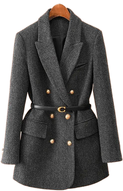 셀럽당 여 가을 겨울 긴팔 정장 코트 모직 기질 모던 슈트 하프 기장 코트C02569