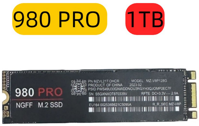 980Pro 990Pro PCIe 고속 SSD 1TB 2TB 4TB 7400MBs 빠른 내장 드라이브 컴퓨터 저장 용량 업그레이드용, 980Pro 1TB