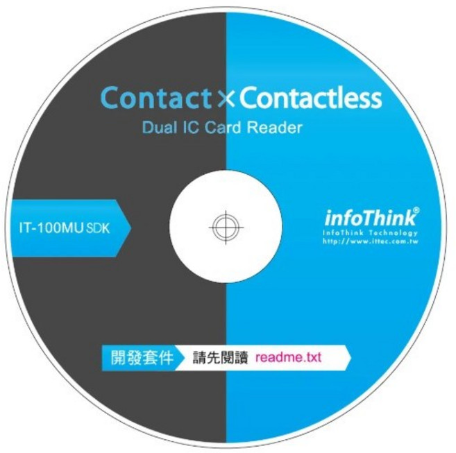 InfoThink IT-100MU 晶片卡/感應卡/NFC雙介面讀卡機 支援網路ATM轉帳, SDK 套件, 1套, 無, SDK光碟套件+2張感應卡