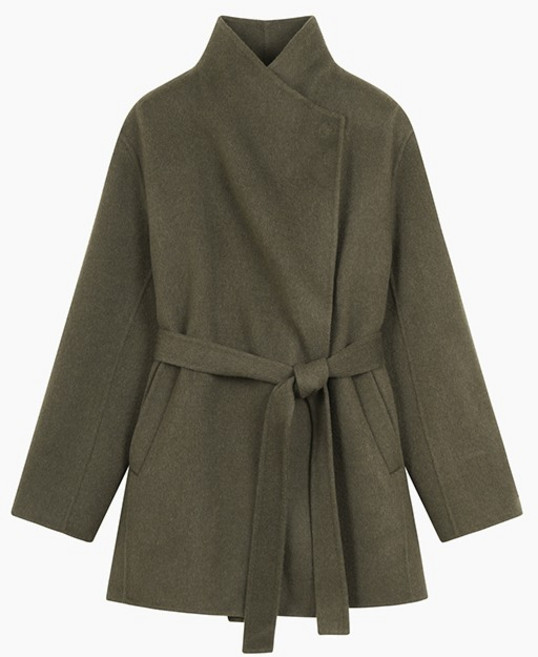 시슬리 고 하이넥 벨티드 미디 코트_SACTE6561DK 368124