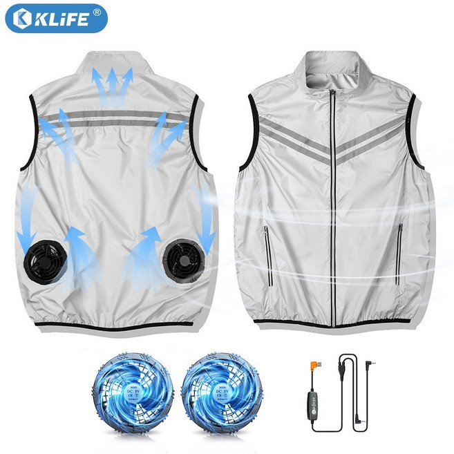 KLIFE 선풍기 조끼 에어컨 옷 얼음조끼 아이스 쿨 냉풍 여름작업복 낚시 등산 현장팬조끼