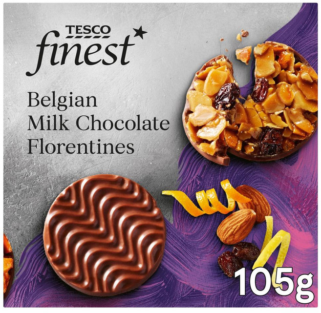 테스코 파이니스트 밀크 초콜릿 플로랑탱 Tesco Finest Milk Chocolate Florentines 105g, 1개