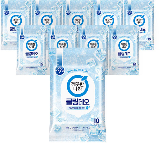 깨끗한나라 페퍼민트 쿨링 데오티슈 10매 10개, 66g