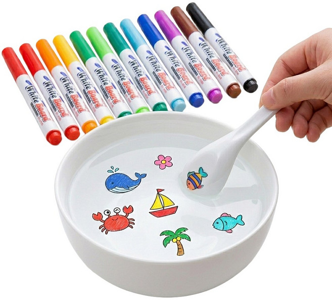 홈베리카 그림놀이 사인펜 워터펜 물에 뜨는 매직펜, 1세트, 12색