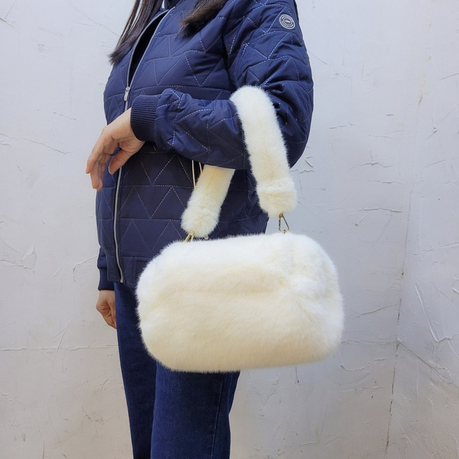 인조밍크 골프 스포츠 핸드워머 힙쌕 토트백, 핑크, 1개