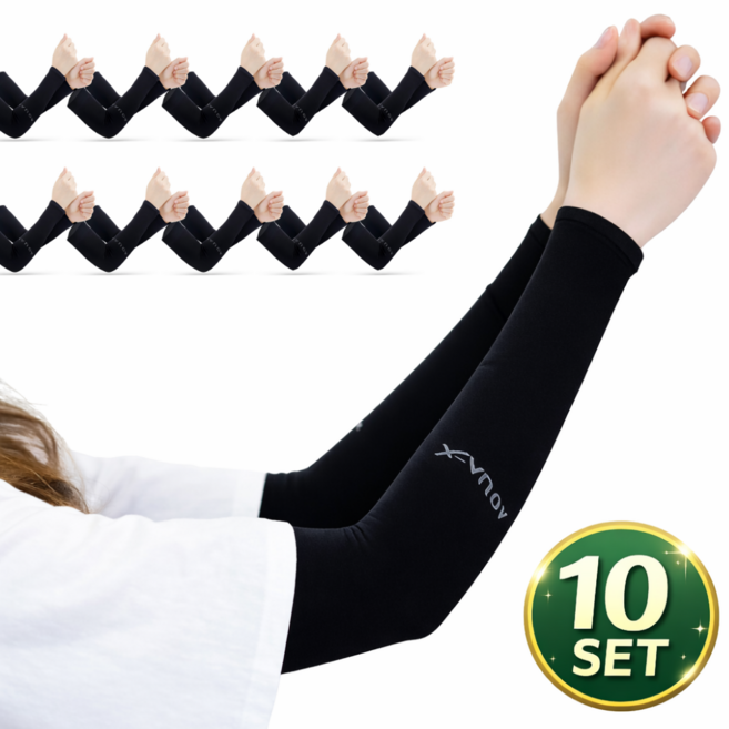 넥스라이프 자외선차단 쿨토시 남여공용팔토시 10개 set, 블랙