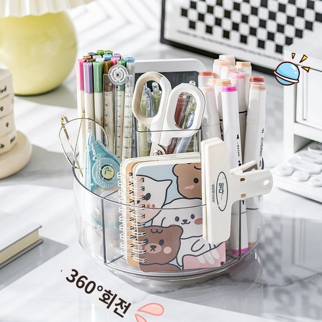 아크릴 회전 수납 정리함 SH1176WW, 1개, 투명