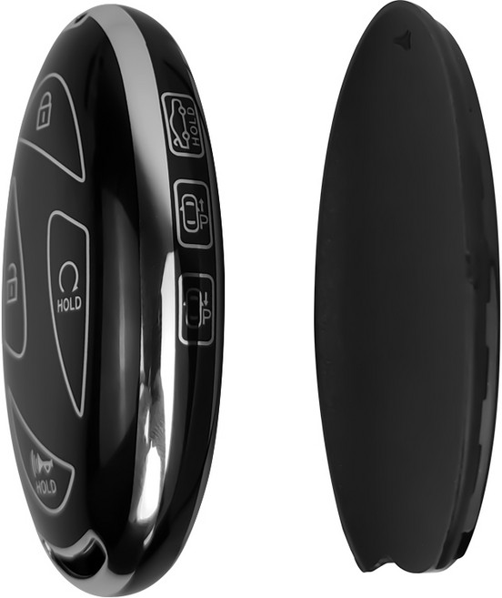 MODACE 2023-2025현대 차키 케이스(5버튼/7버튼)TPU 소프트젤 보호 케이스, 7버튼-실버 블랙