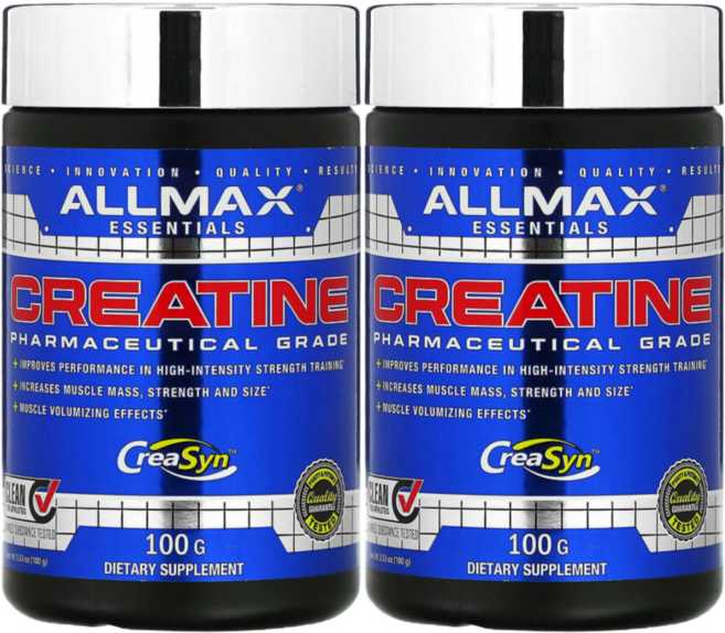 ALLMAX 올맥스 크레아틴 파우더 파마수티클 그레이드 미분화 CreaSyn 100g 2병, 2개