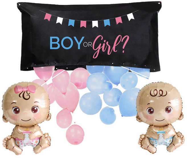 이벤트홀릭 젠더리빌 시크릿 포켓 풍선세트 성별공개 확인 베이비샤워, 1개, 3.[기본세트] BOY or girl