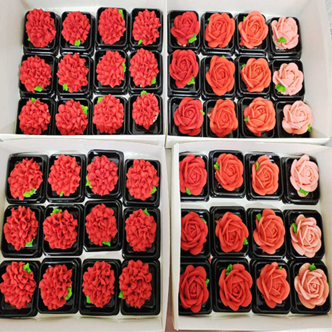 답례품 선물용 핸드메이드 장미/카네이션앙금플라워 쿠키, 12개, 1g