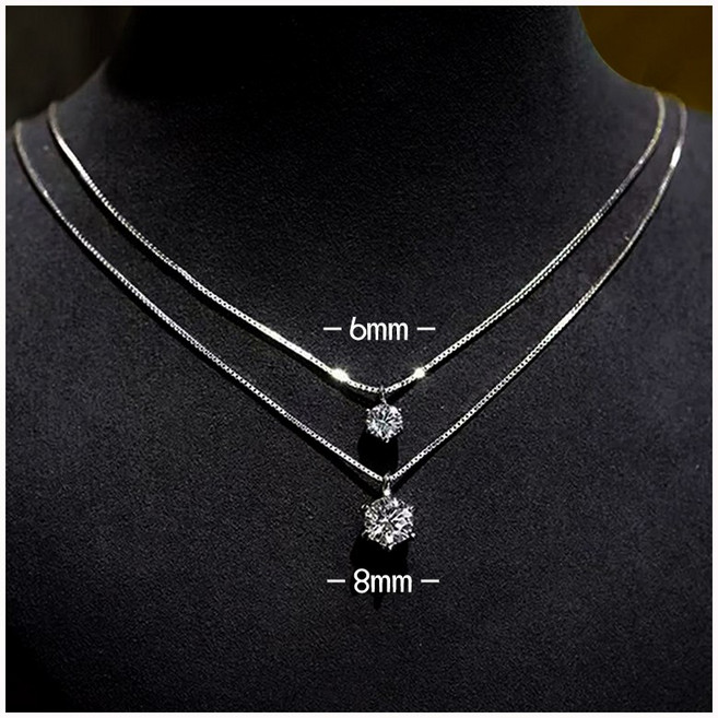 FANSYLI 랩다이아 목걸이 14k 은도금 모이사나이트 1캐럿 6프롱 포로포즈목걸이 은목걸이 펜던트 다이아목걸이 여자친구생일선물 20250309JLL027