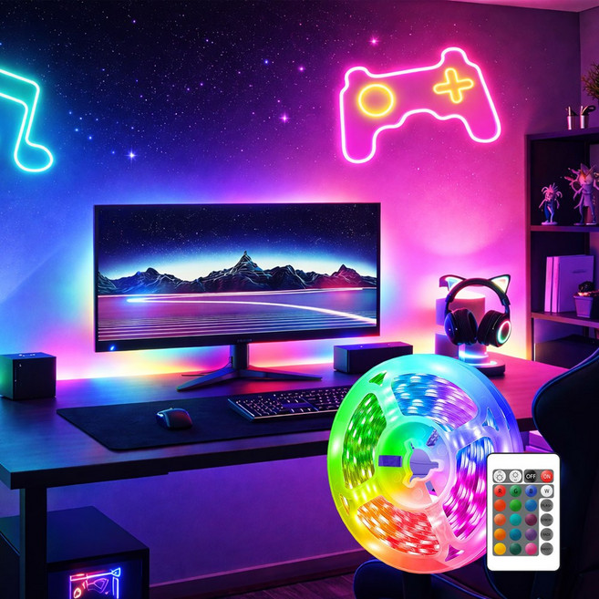 5m 잘라쓰는 촘촘한 LED 간접 줄조명 네온 스트립 무드등, RGB24종