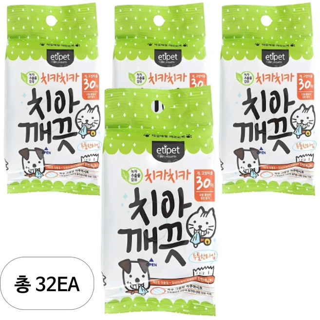 에티펫 반려동물 치아깨끗시트, 30개입, 32개 - 쿠팡