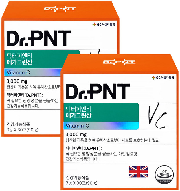 닥터피엔티 메가그린산 비타민C 3000mg 메가도스전용 비타민C, 90g, 2개