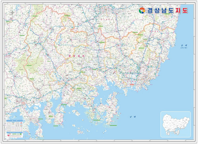 나우맵 경상남도지도 코팅 경남 경상도 도로 여행 전도, 1개
