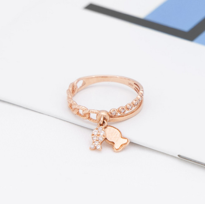 루키스톤 14k 린디오 물고기 딸랑이반지 14k반지