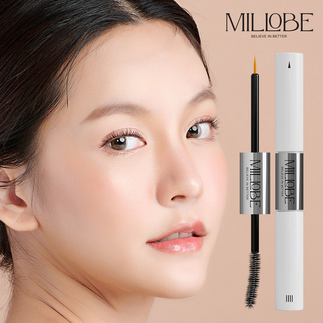 밀로베 듀얼 브러쉬 속눈썹 영양제 글램 아이래쉬 세럼, 1개, 8ml