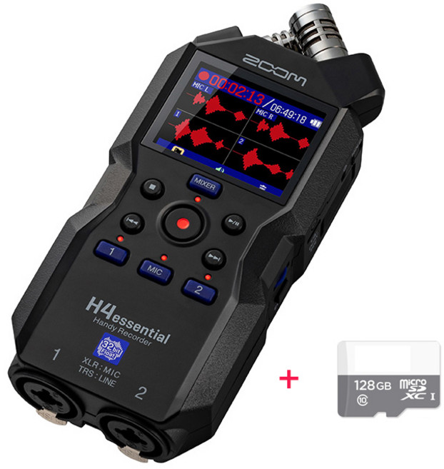 ZOOM H4 essential 에센셜(128GB포함)AS가능 ASMR마이크 브이로그 강의 회의 설교 인터뷰 악기레슨