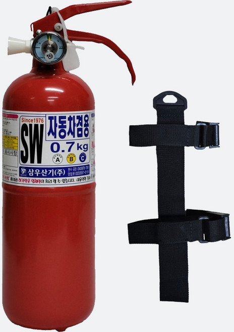국산 삼우 차량용소화기 0.7kg+스트랩 고시텔 오피스텔 원룸 스타렉스 /1T 봉고 자동차정기검사, 1개