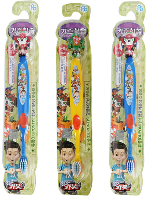 헬로카봇 키즈칫솔 어린이칫솔(2단계/3~5세 유아용)색상랜덤, 1개입, 3개