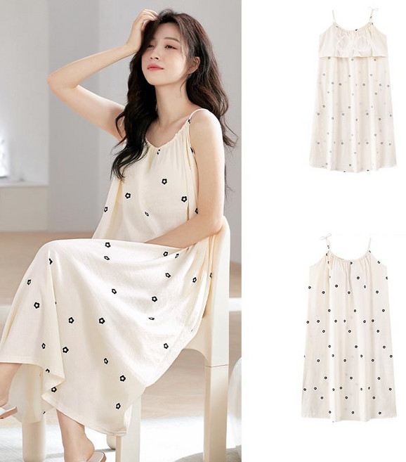 Komorebi 여자 부드러운 촉감 잠옷 시원한 순면 소재 홈웨어