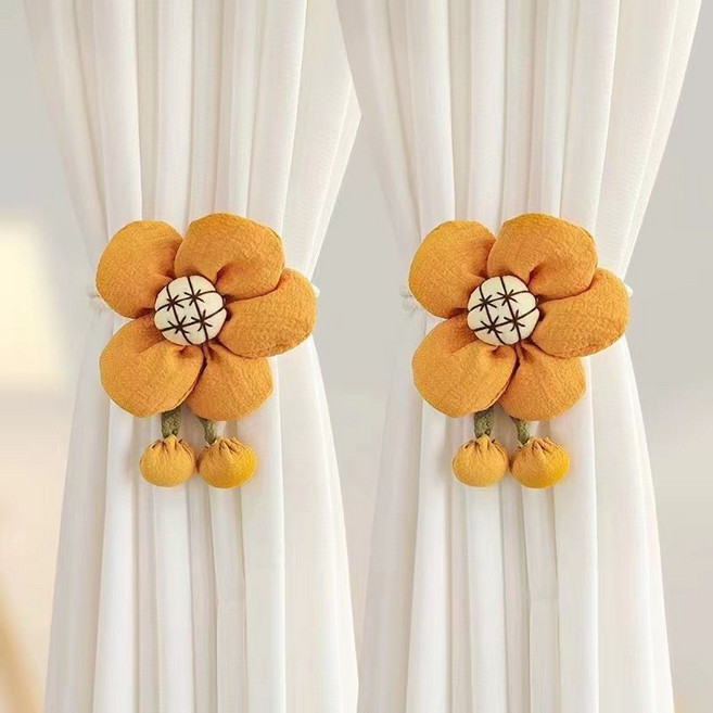 대인즈 커튼집게 귀여운 2P 커튼 장식끈 인테리어 소품 세트, 1개, 주황