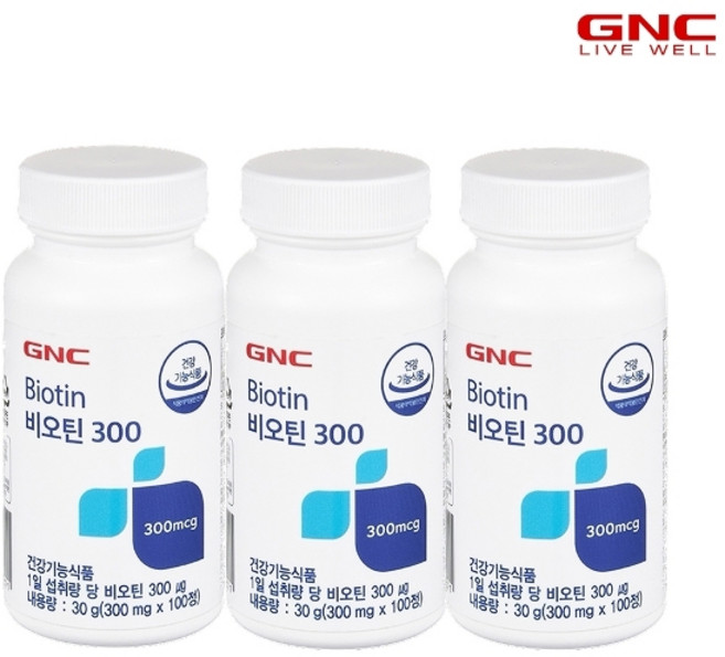 GNC 비오틴 300, 100정, 3개