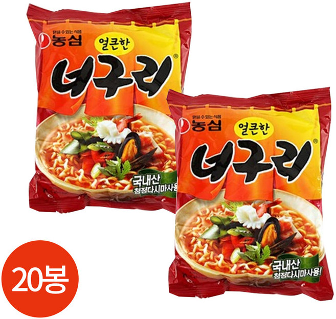 CL 농심 얼큰한 너구리 120g x 20봉_120g x 20봉, 1개, 100g