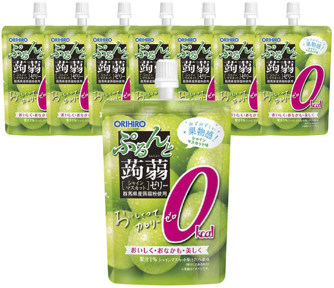 오리히로 탱글 곤약젤리 제로 샤인머스캣맛 스탠딩 130g, 8개