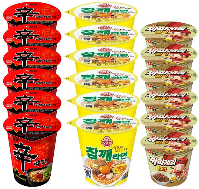 소컵라면 3종세트 총 18개입 (신라면소컵6입+참깨라면소컵6입+짜장범벅6입), 1개